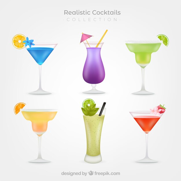 Collection de cocktails d&#39;été dans un style réaliste