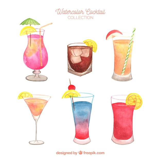 Collection de cocktails frais dans un style aquarelle