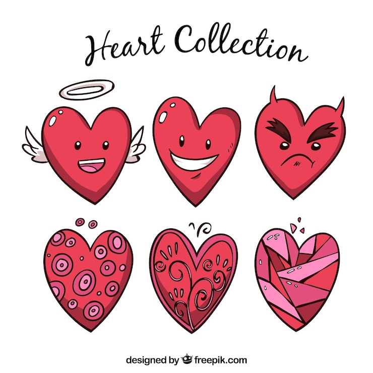 Vecteur gratuit collection de coeur dessiné à la main
