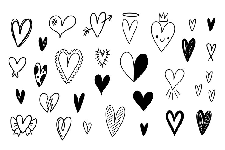 Vecteur gratuit collection de coeur dessiné à la main