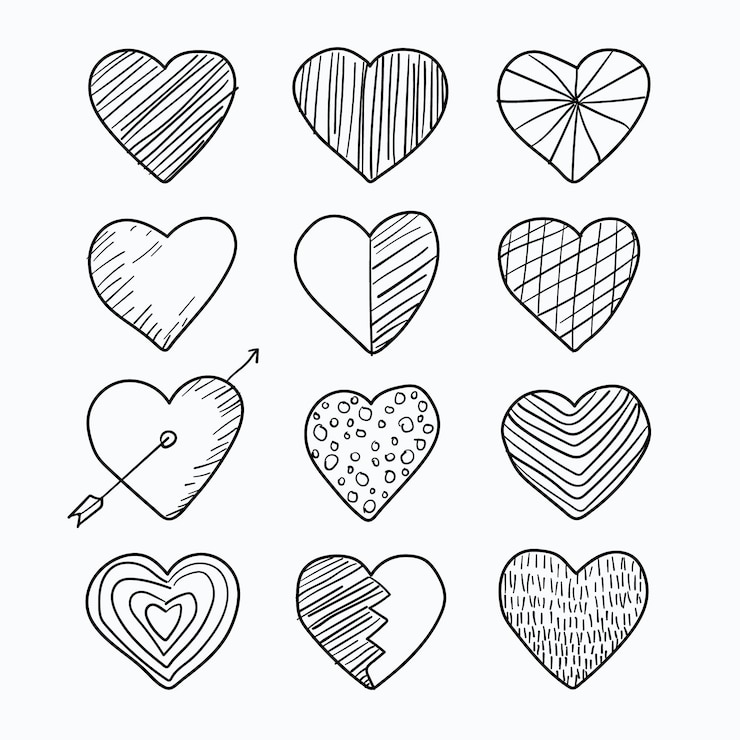 Vecteur gratuit collection de coeur dessiné à la main