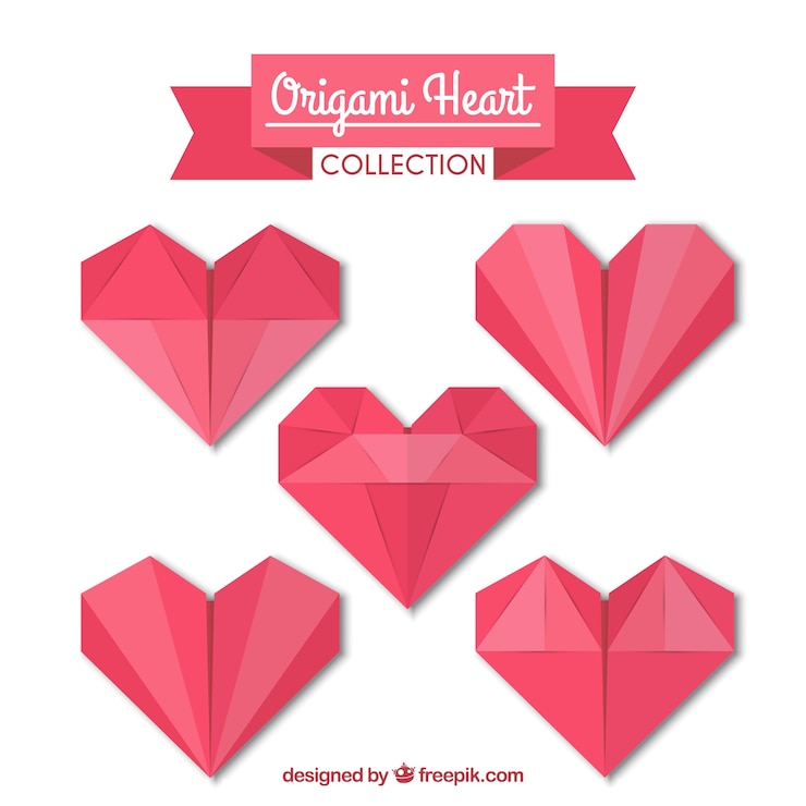 Vecteur gratuit collection coeur origami