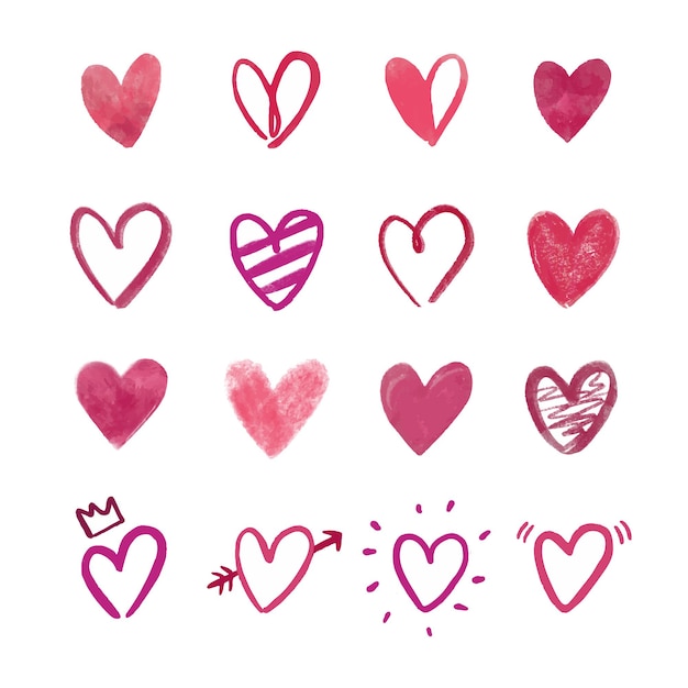 Collection De Coeurs Dessinés à La Main