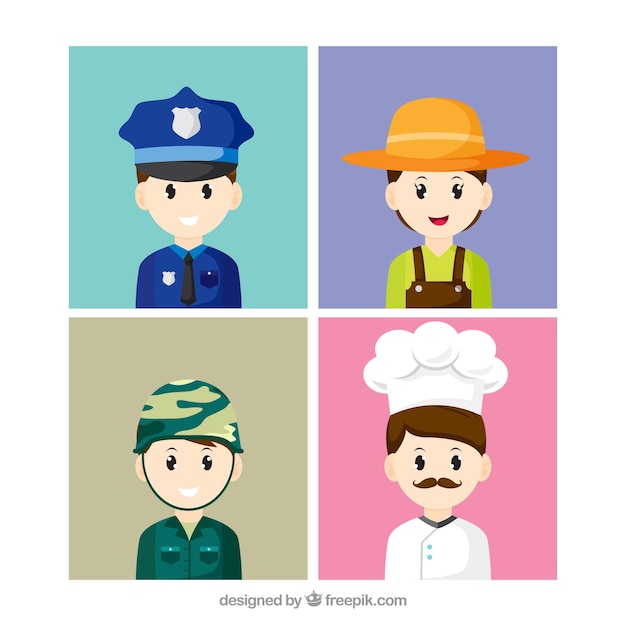 Vecteur gratuit collection colorée d'avatars professionnels