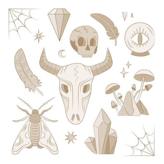 Collection de concept d'élément ésotérique