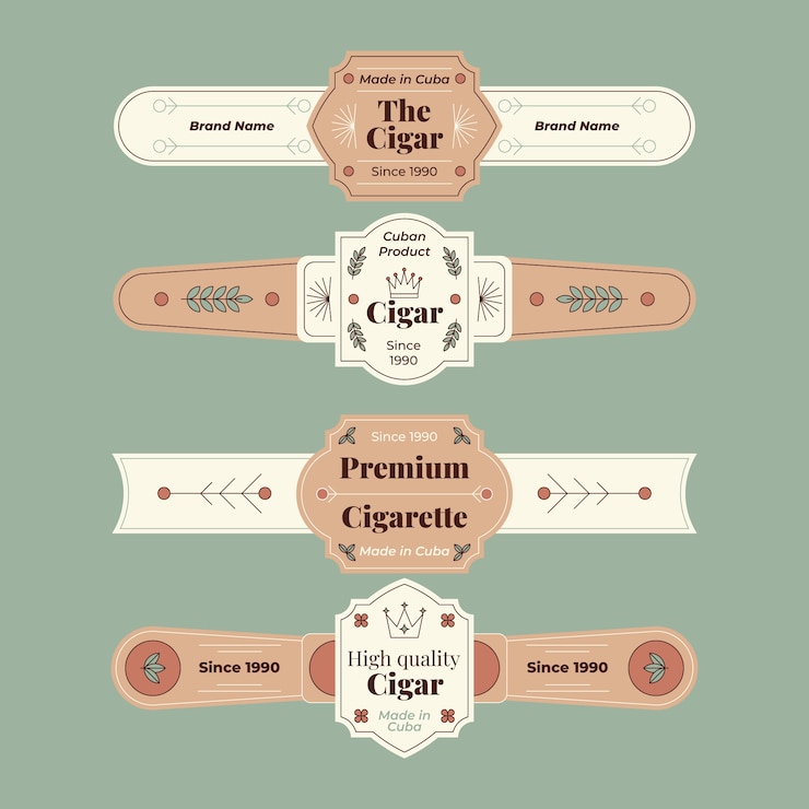 Vecteur gratuit collection de conception d'étiquettes de cigares