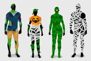 Vecteur gratuit collection de costumes d'halloween dessinés à la main