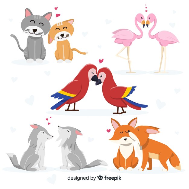 Collection De Couple D'animaux De La Saint-valentin