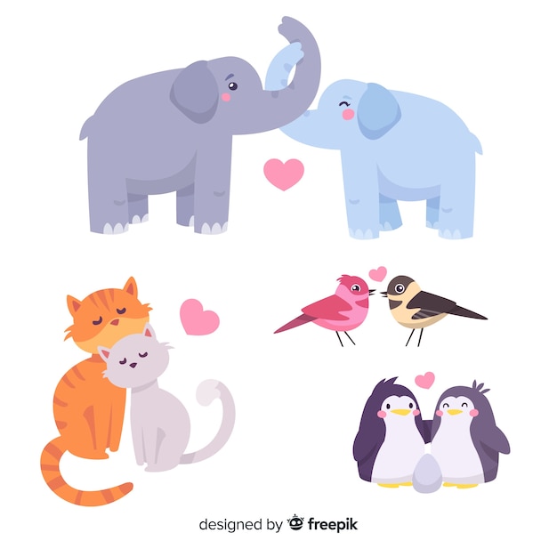 Collection De Couple D'animaux De La Saint-valentin