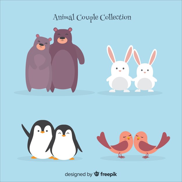 Collection de couple d&#39;animaux Saint Valentin