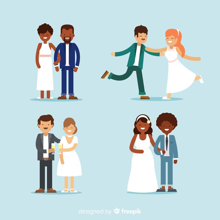 Vecteur gratuit collection de couple de mariage