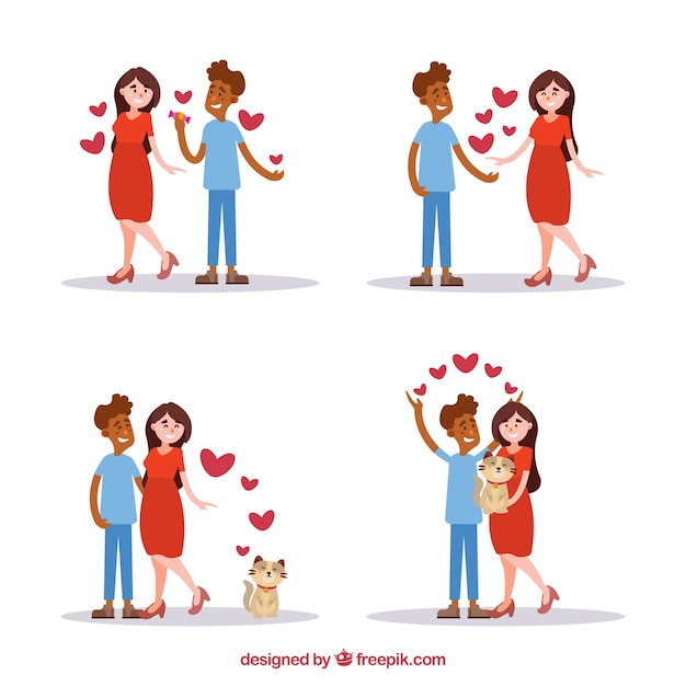 Vecteur gratuit collection de couple mignon saint-valentin