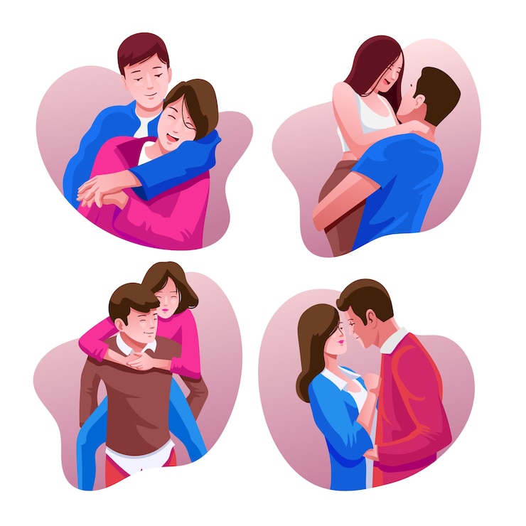 Vecteur gratuit collection de couple mignon saint valentin
