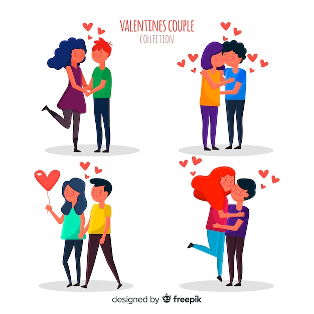 Vecteur gratuit collection de couple pour la saint valentin