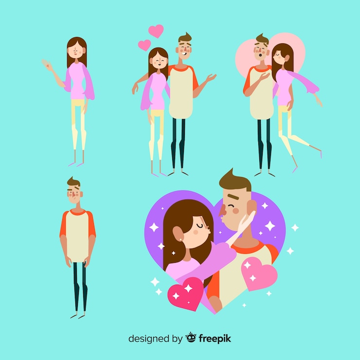 Vecteur gratuit collection de couple pour la saint valentin
