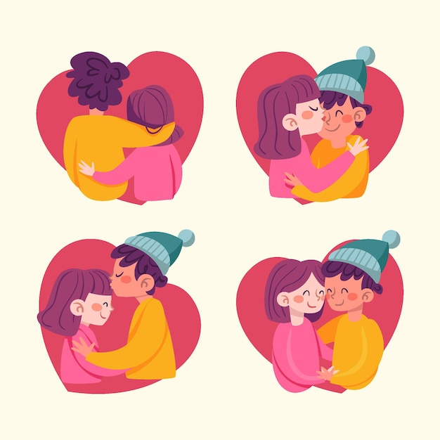 Collection De Couple De Saint Valentin Dessinés à La Main