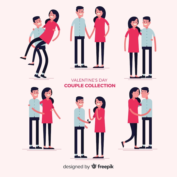 Vecteur gratuit collection de couple de la saint-valentin