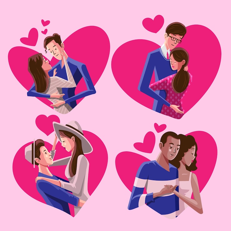 Vecteur gratuit collection de couple saint-valentin