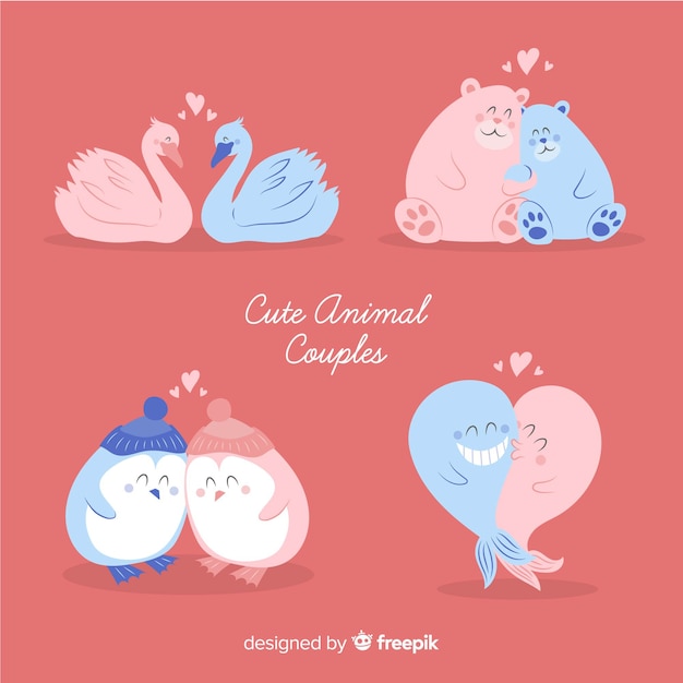 Collection de couples d&#39;animaux mignons pour la Saint Valentin