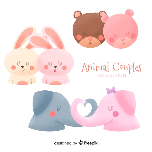 Collection De Couples D'animaux De La Saint-valentin