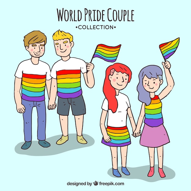 Collection De Couples Avec Le Drapeau De La Fierté Gay