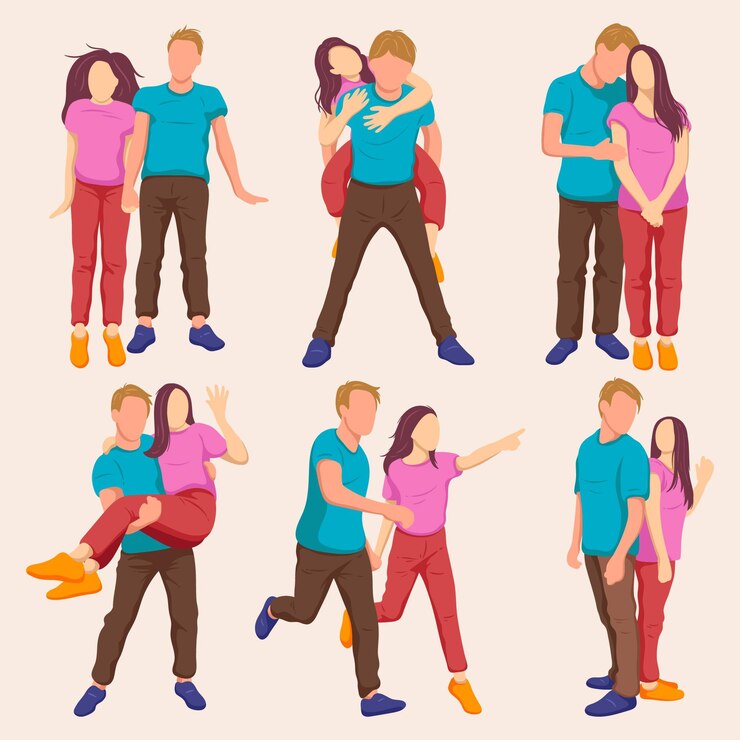 Vecteur gratuit collection de couples mignons illustrés
