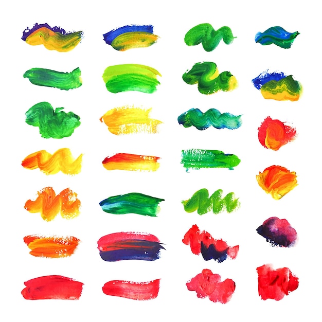 Collection de coups de pinceau en acrylique peint à la main
