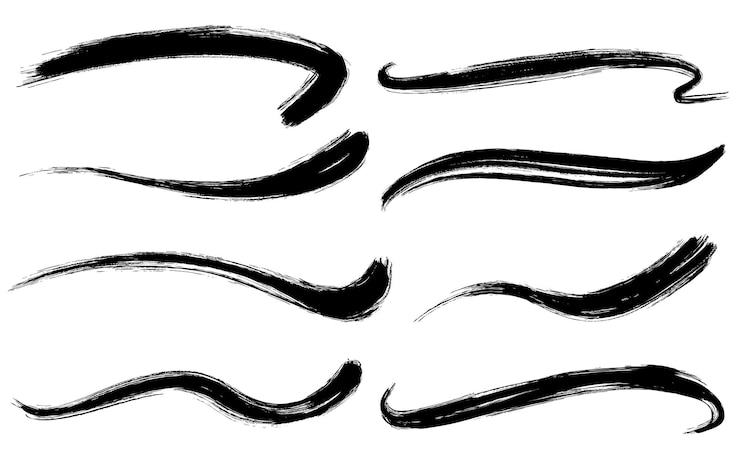 Vecteur gratuit collection de coups de pinceau curl