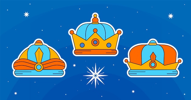 Vecteur gratuit collection de couronnes reyes magos plates