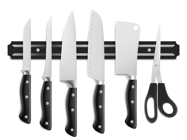 Collection de couteaux et ciseaux réalistes