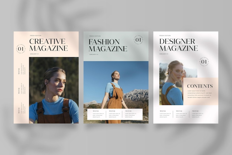 Vecteur gratuit collection de couverture de magazine avec photo