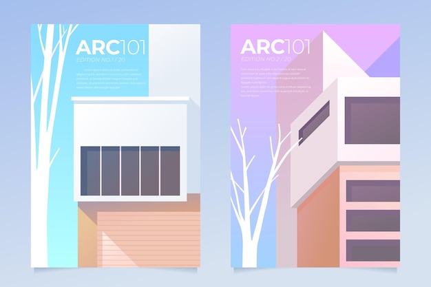 Vecteur gratuit collection de couvertures d'architecture minimale
