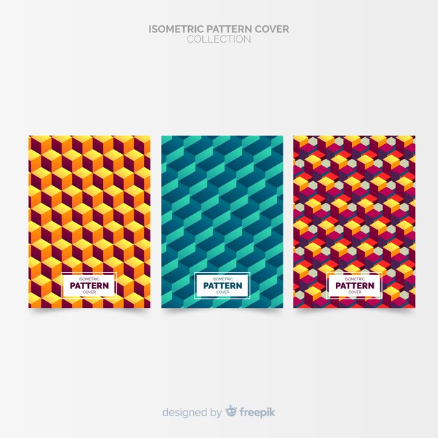 Collection de couvertures colorées de style isométrique