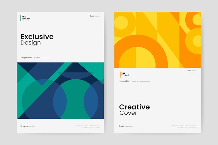 Vecteur gratuit collection de couvertures commerciales abstraites