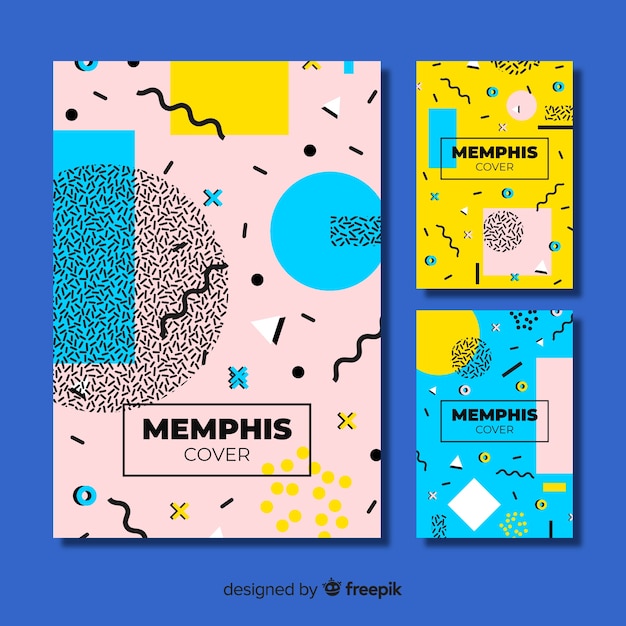 Vecteur gratuit collection de couvertures design memphis