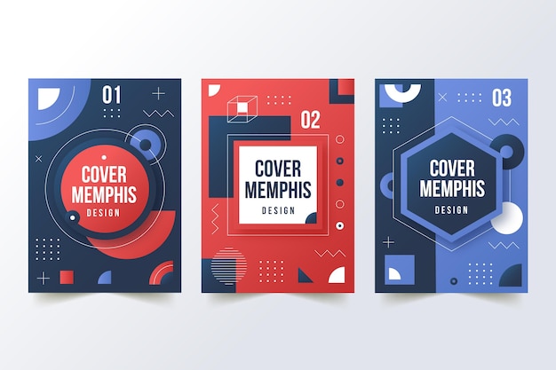 Vecteur gratuit collection de couvertures design memphis