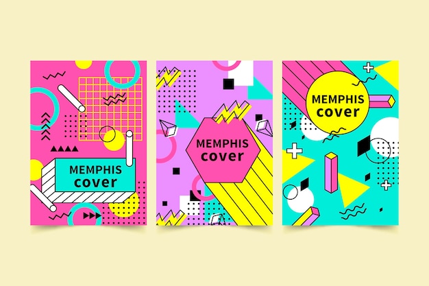 Vecteur gratuit collection de couvertures design memphis