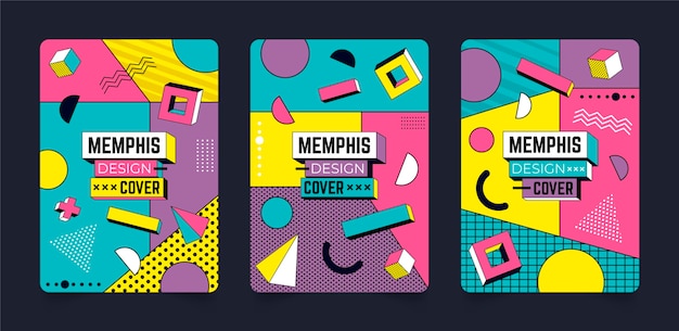 Vecteur gratuit collection de couvertures design memphis