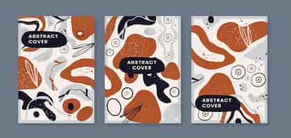 Vecteur gratuit collection de couvertures de formes abstraites plates dessinées à la main