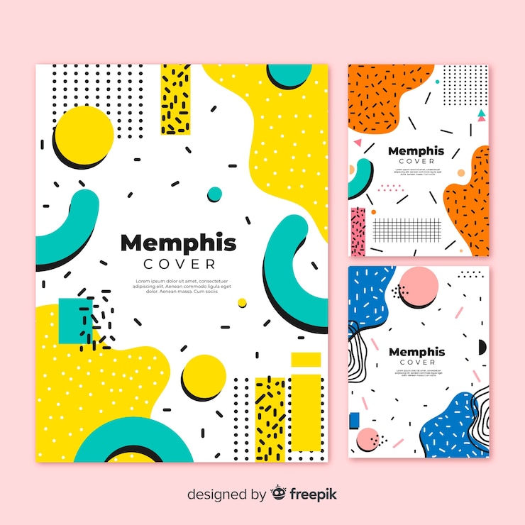 Vecteur gratuit collection de couvertures de memphis