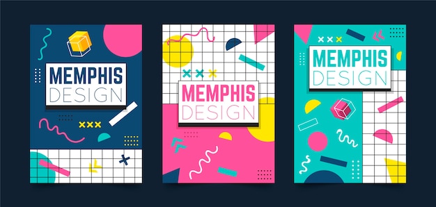 Vecteur gratuit collection de couvertures memphis