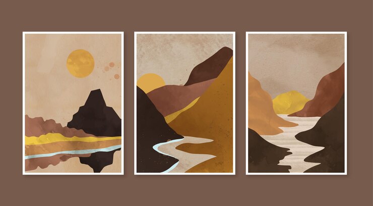 Vecteur gratuit collection de couvertures de paysage abstrait aquarelle peinte à la main