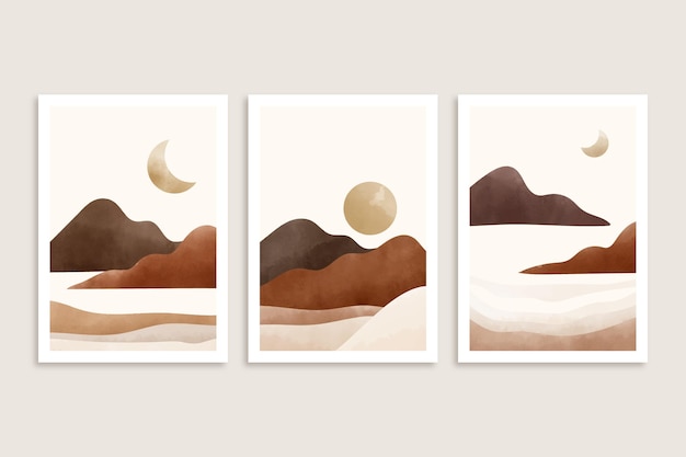 Collection De Couvertures De Paysage Minimal Aquarelle