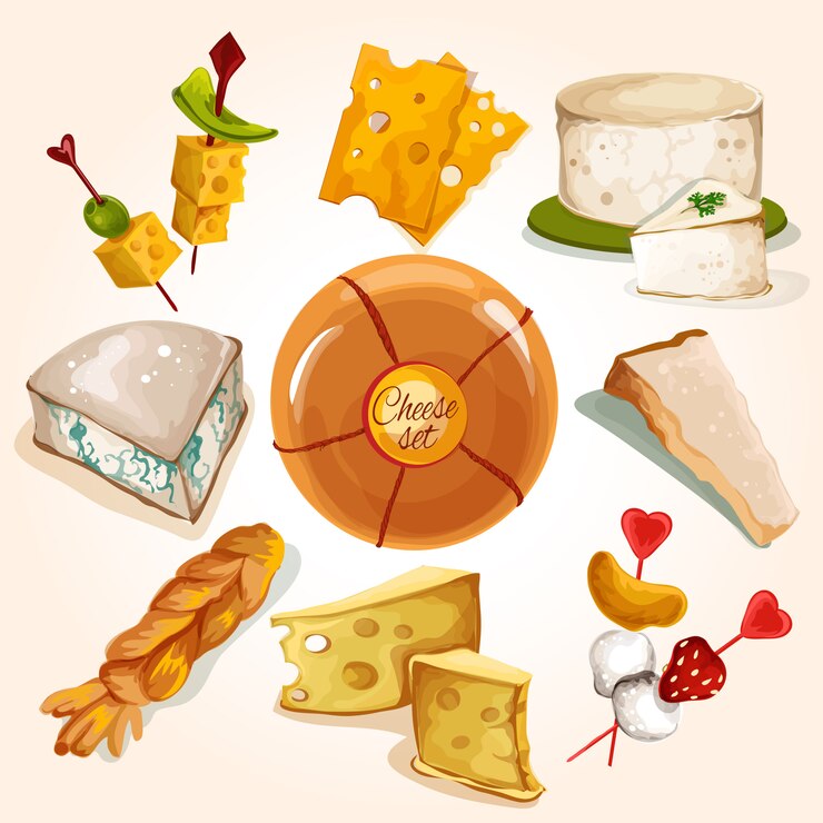 Vecteur gratuit collection de croquis de fromage