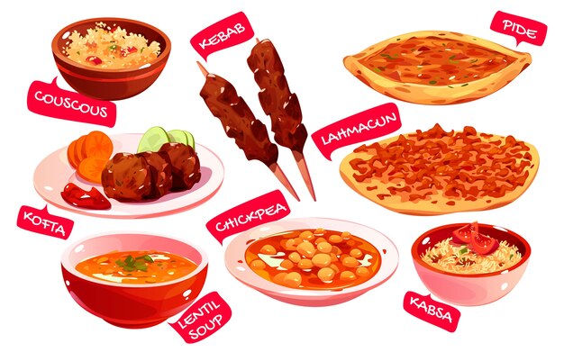 Collection de cuisine turque de dessin animé