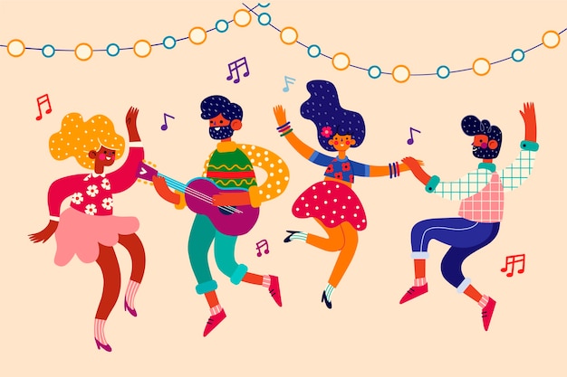 Vecteur gratuit collection de danseurs de carnaval illustrée