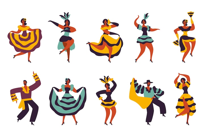 Vecteur gratuit collection de danseurs de carnaval