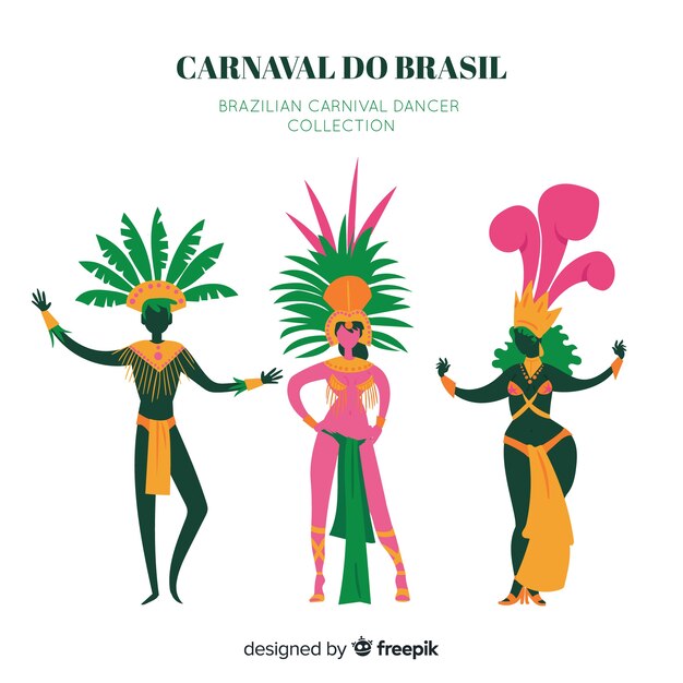 Collection de danseuse de carnaval brésilien dessinée à la main