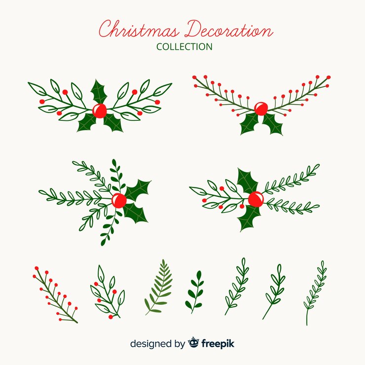 Vecteur gratuit collection de décoration de noël