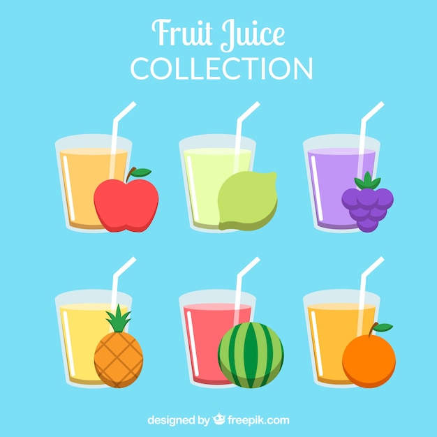 Vecteur gratuit collection délicieuse de jus de fruits